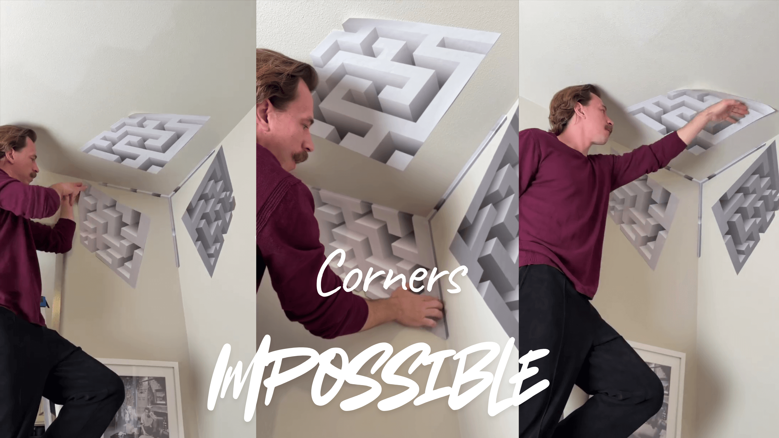 Impossible Corners Pathless Wall Art Optical Illusion